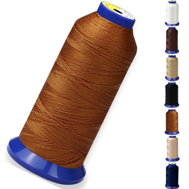 pestor Bonded Nylon Thread for Sewing-Heavy Duty Nylon Thread for Leather, Jeans, Upholstery and Weaving; #69 T70 Size 210D/3 1400 Yardsï¼ˆBright Brownï¼‰ - Image 1